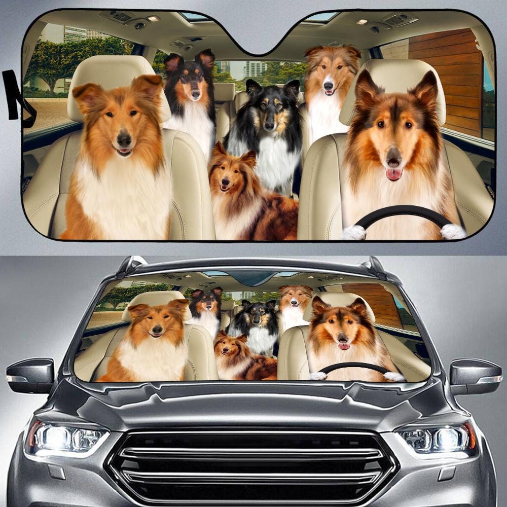 Rough Collie Car Sunshade, Rough Collie Car Sunshade, Collie Car Decoration