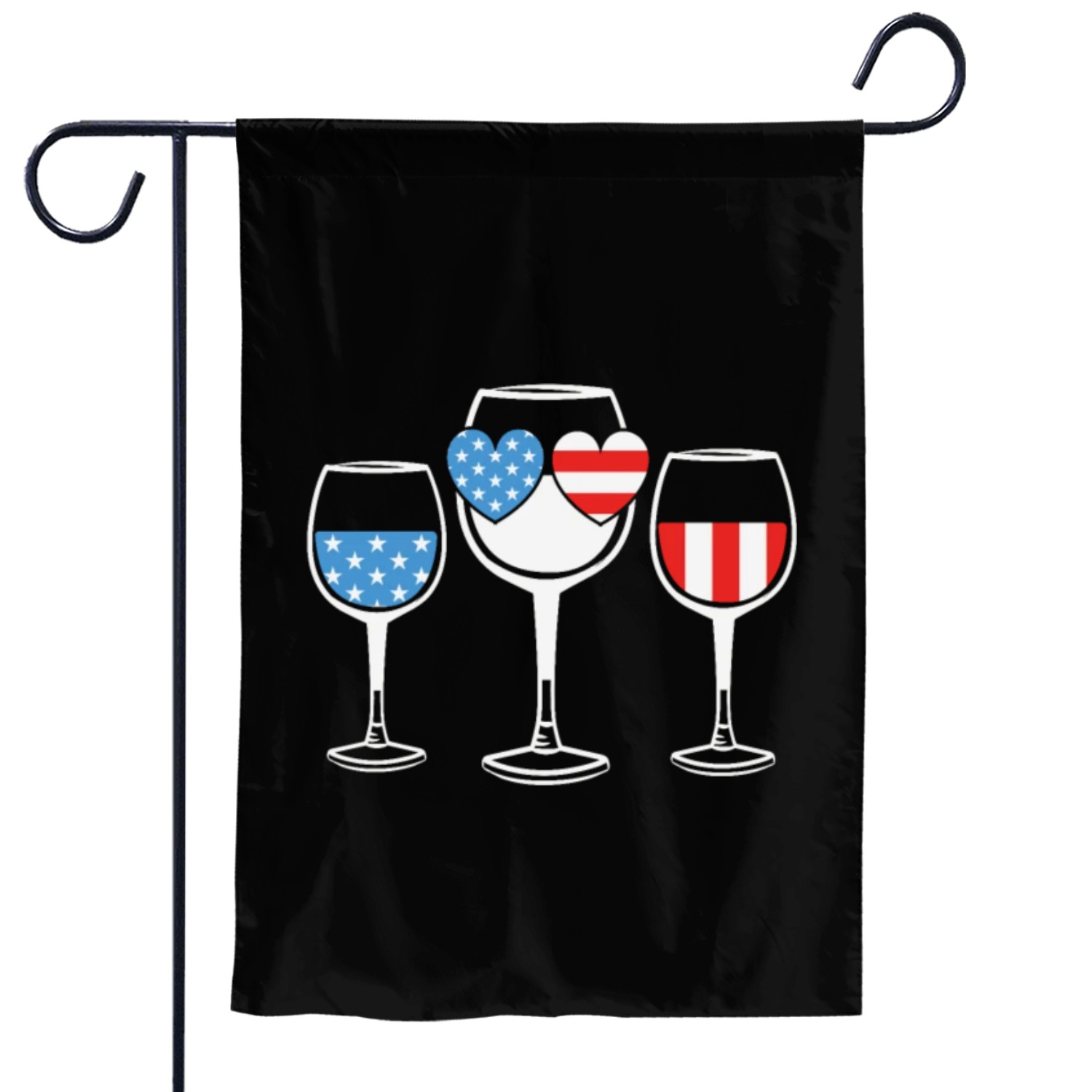 Drinking Wine Glass American flag 4th of july Garden Flags