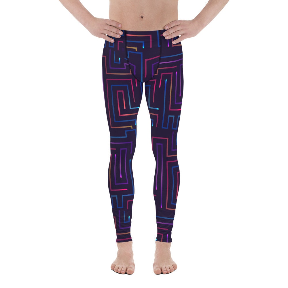 Cyber Punk Maze Grid Men's Leggings