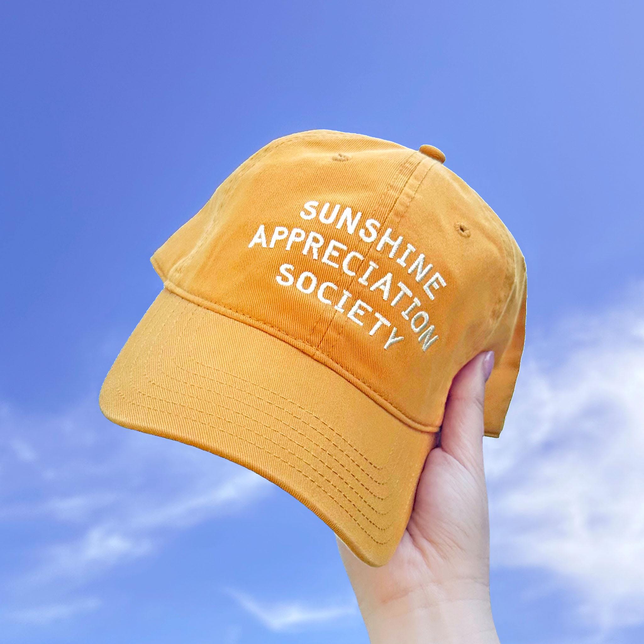 Sunshine Appreciation Society Cotton Baseball Cap - Dad Gift - Embroidered Dad Hat - Baseball Hat - Father's Day Gift - Summer Cap - Yellow