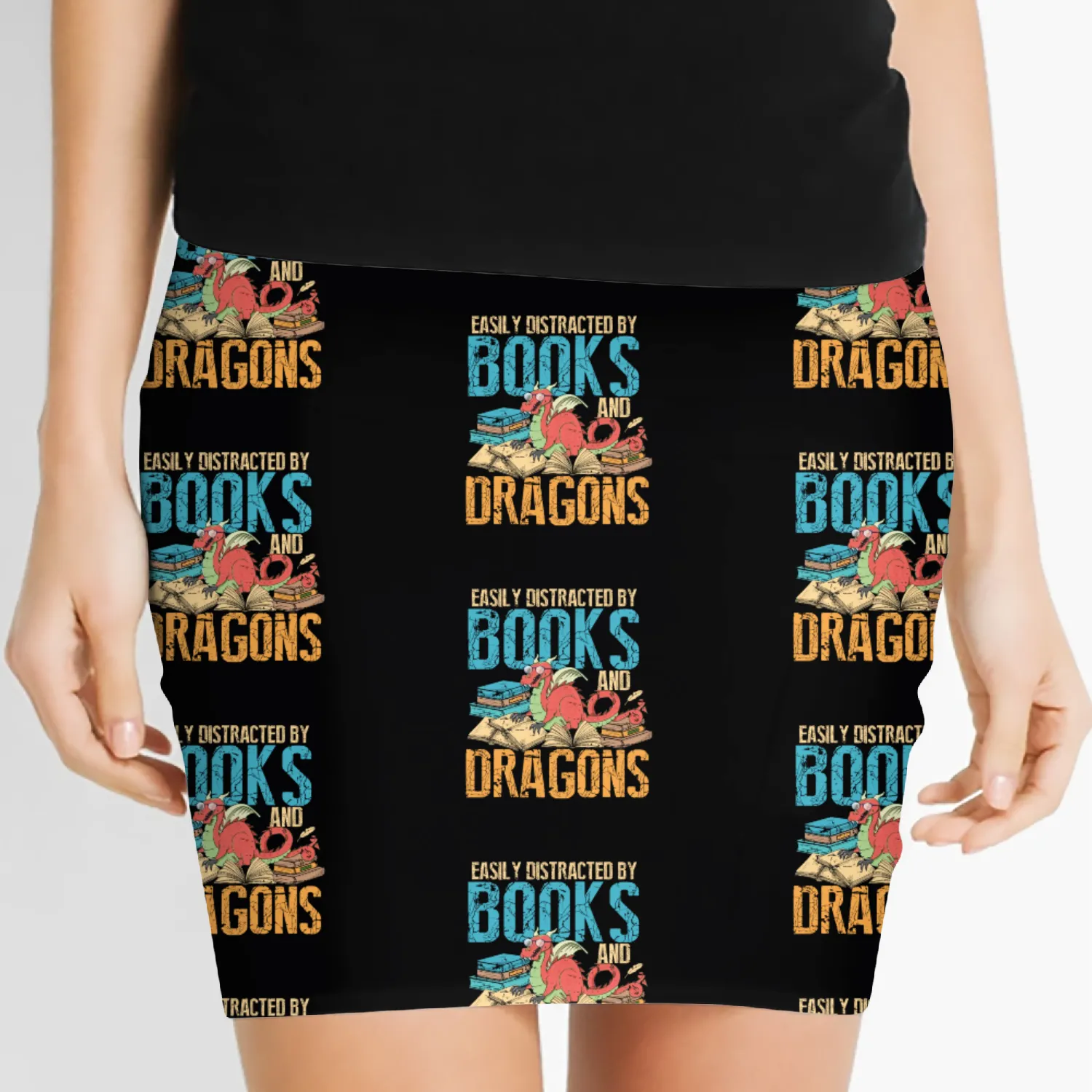 Easily Distracted By Books and Dragons Fantasy Women's Mini Skirts