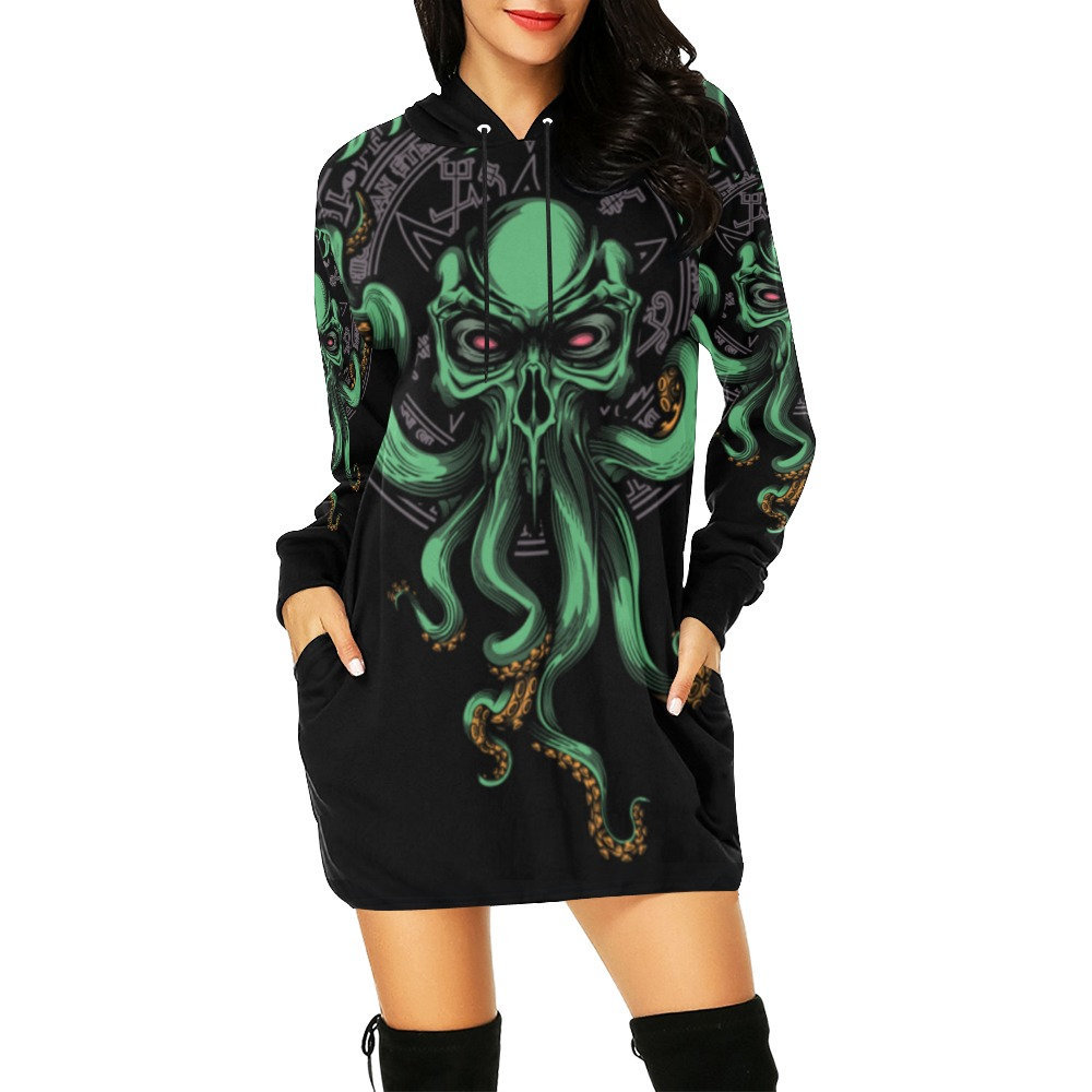 Octopus Halloween Hoodie Dress Long Sleeve, Halloween Cosplay Costume, Gift For Women