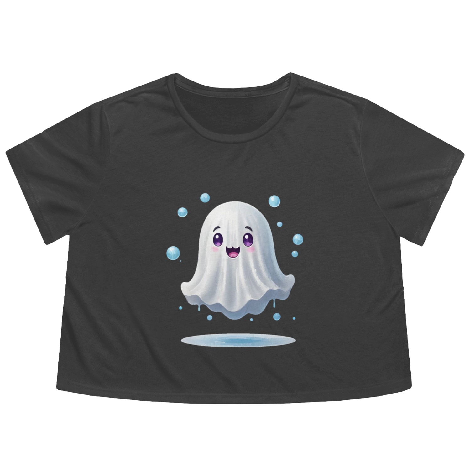 Cute ghost floating Halloween ghost cartoon Flowy Cropped Tees
