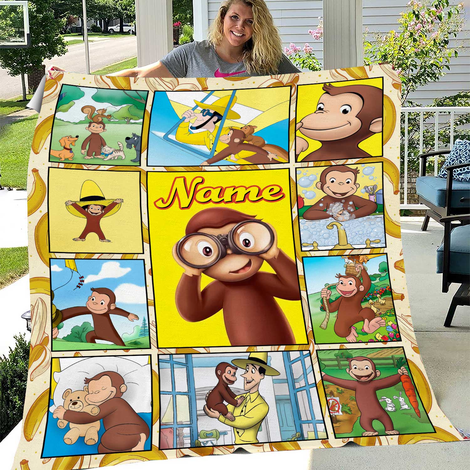 Personalized Curious George Blanket Curious George Fleece
