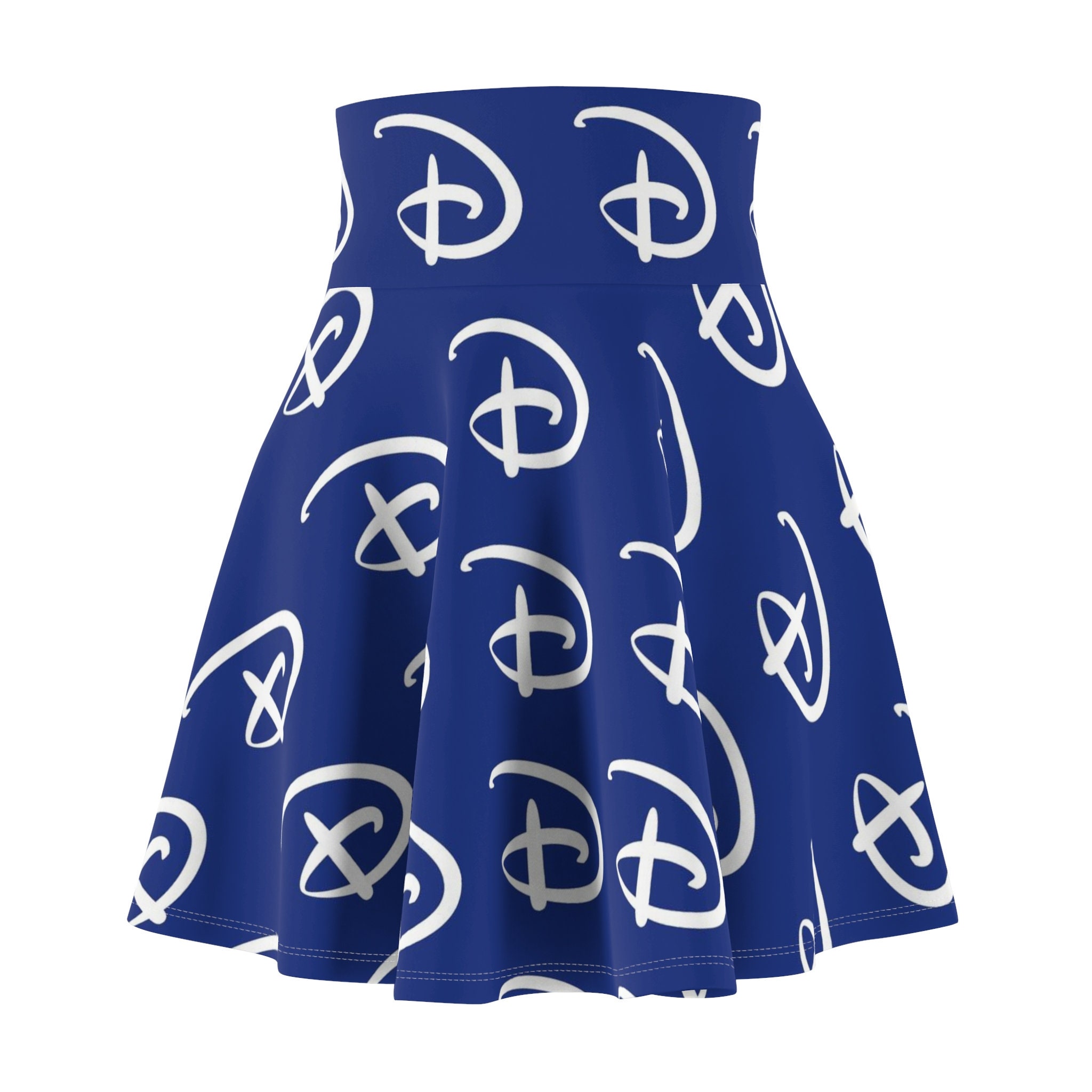 D logo magic on royal blue Women's Skater Skirt | 4" wide high-rise elastic waistband | Women Summer Skater Skirt | Beaching Outfit