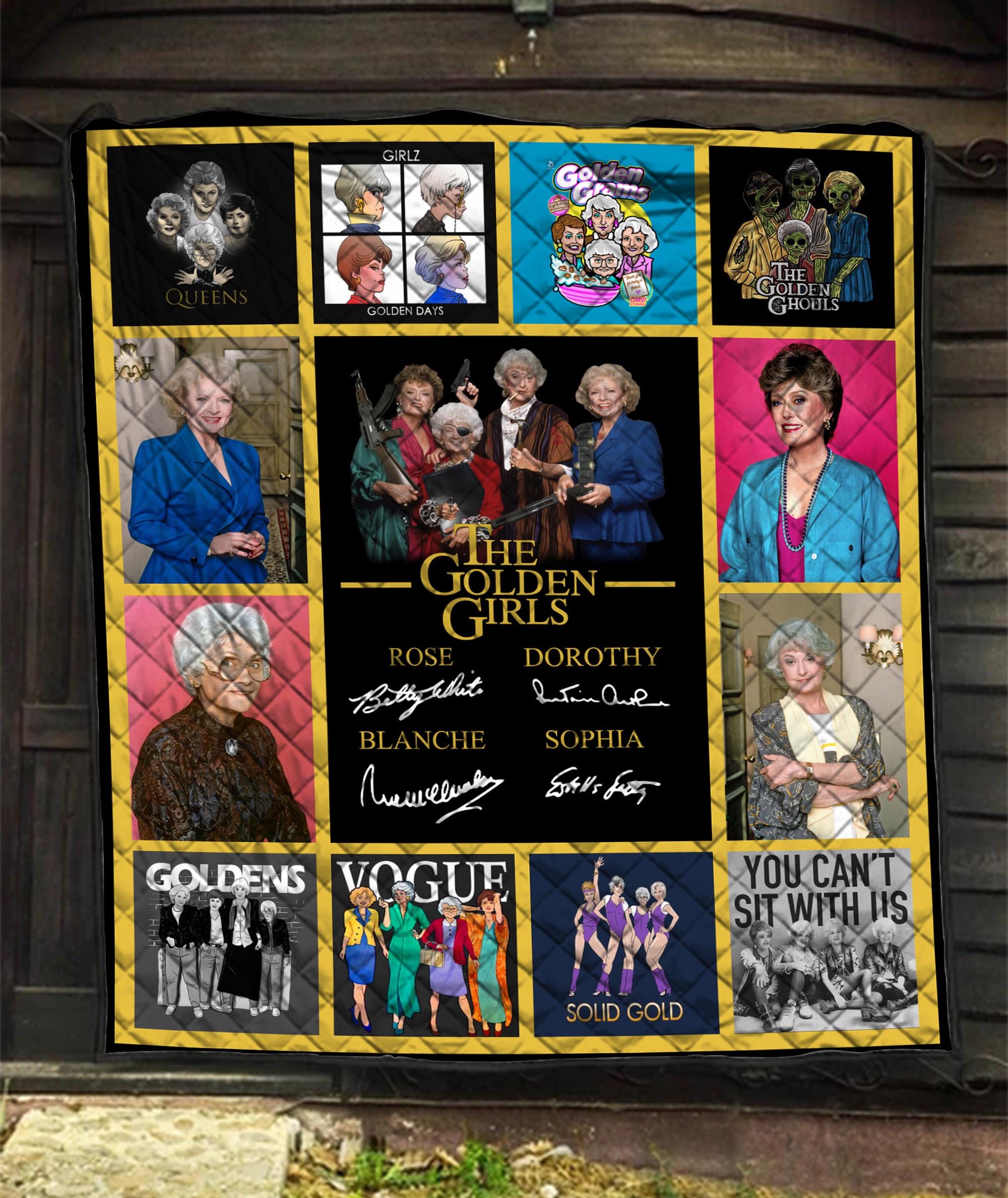 Stay Golden Quilt Blanket, Retro Sitcom Blanket