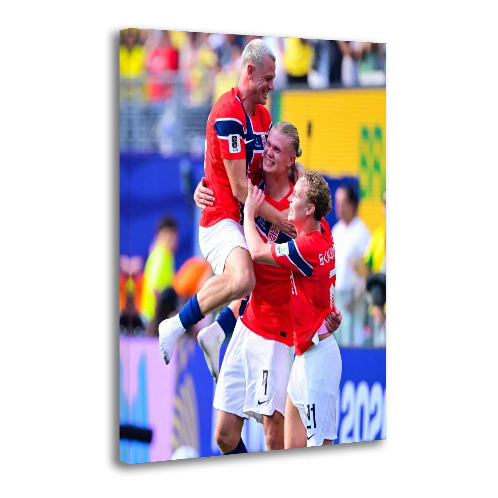 Erling Haaland Group Celebration Norway Football Team Painting On Canvas Wall Art Poster Picture Print Living Room Walls Decor Home