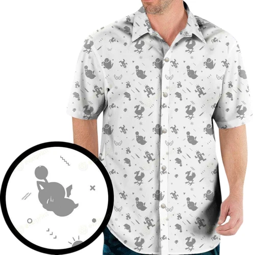 Final Fantasy Creatures Pattern Hawaiian Shirt Male Hawaiian Shirts for Sale