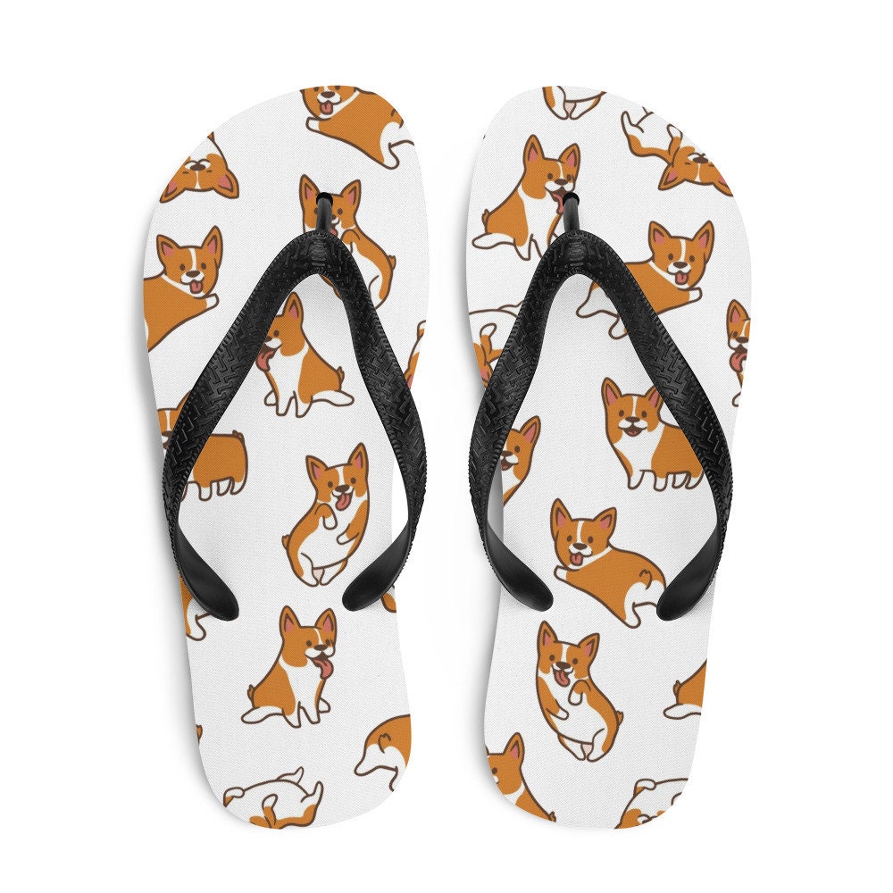 Cute Corgi Dog Pattern Summer Beach Flip-Flops