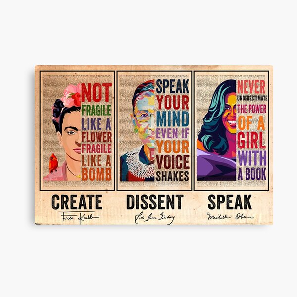 Create Frida Kahlo Dissent Ruth Bader Ginsburg Speak Michelle Obama Feminists Canvas