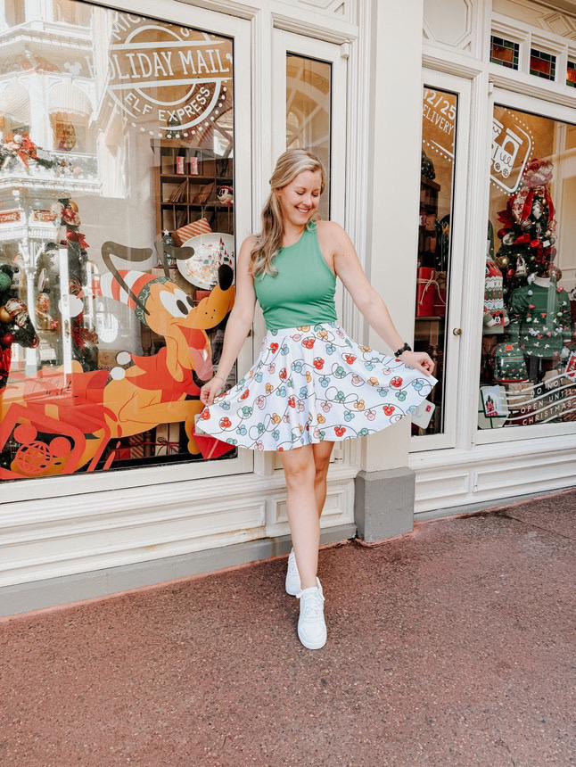 Inspired Christmas Lights Skater Skirt
