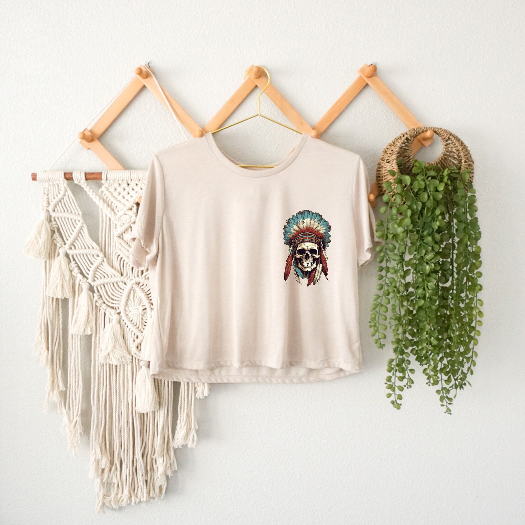 Native American Skull Crop Top, Halloween Spooky Season Top, Halloween Family Top