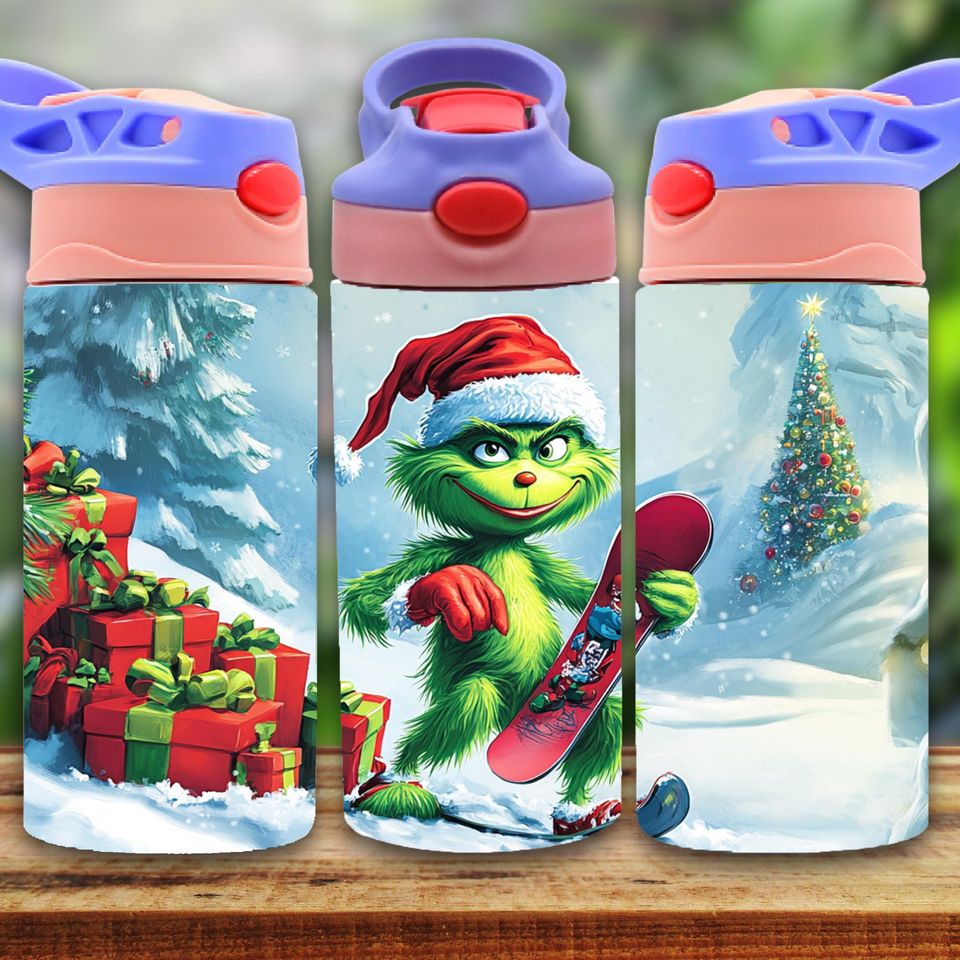 Green funny character 12oz Tumbler, Kids 12oz Cup Tumbler, Back To School Gift