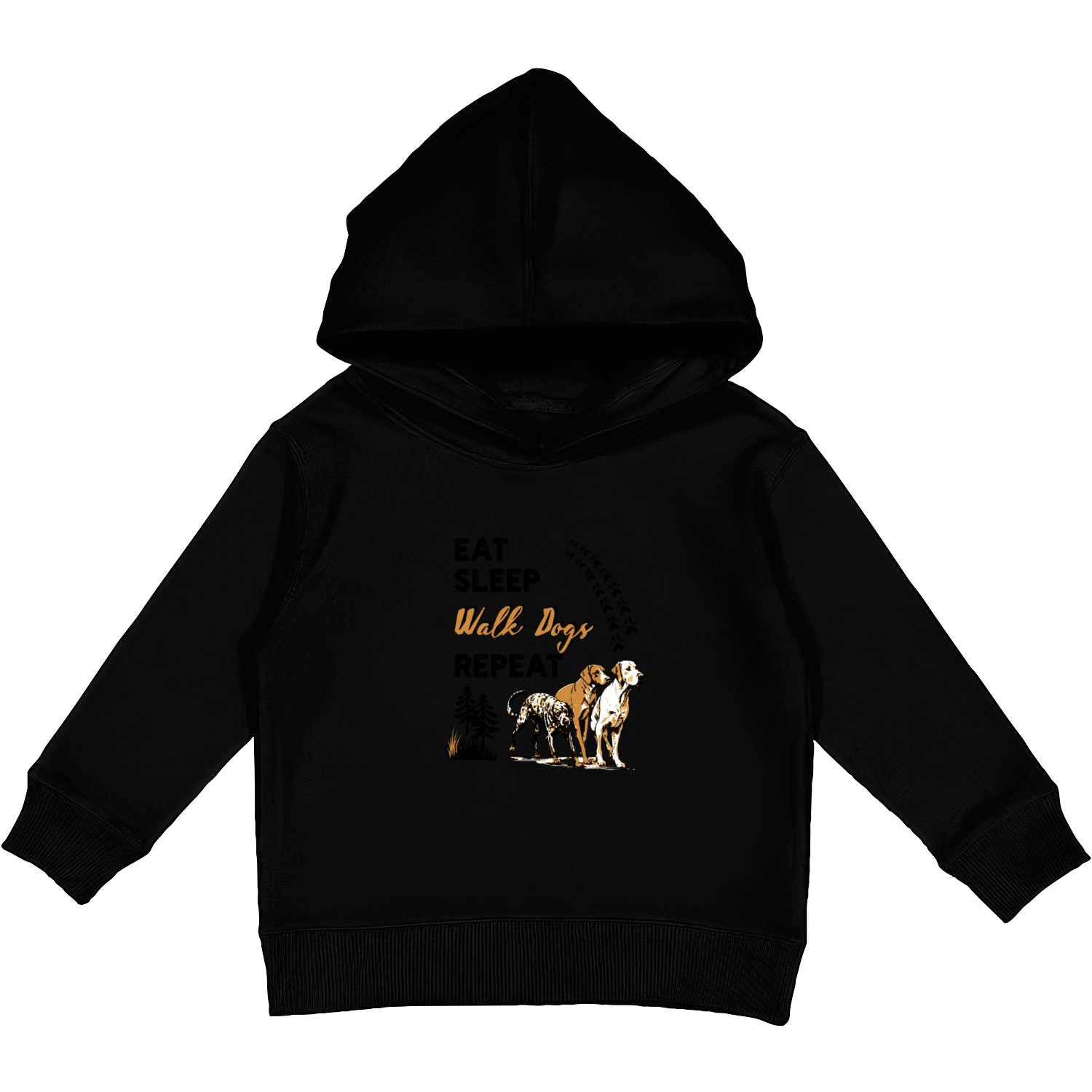 Walk Dogs Eat Sleep Repeat Kids Pullover Hoodies