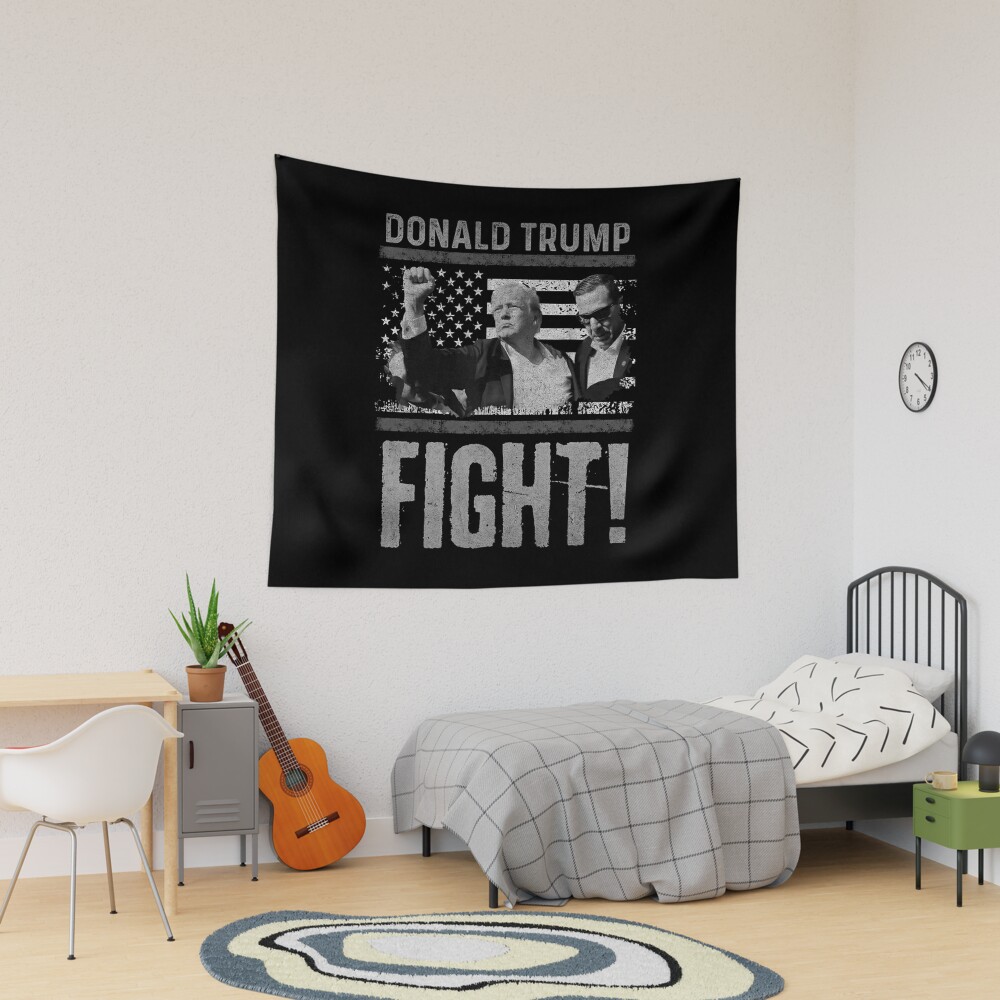 Donald Trump Fight Tapestry, Trump 2024, Political Tapestry, For Home and Living, US Election for Decoration