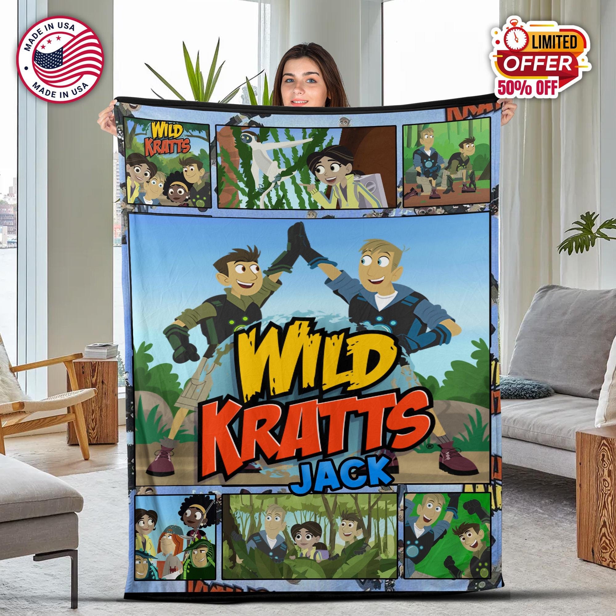 Customized Wild Kratts Quilt Blanket, Wild Kratts Birthday Party, Wild Kratts Kids, Cartoon Blanket, Birthday Gifts for Kids