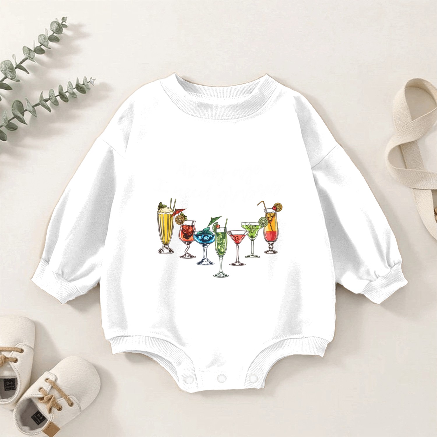 Wine Beer Cocktail At My Age I Need Glasses Baby Romper Sweatshirts