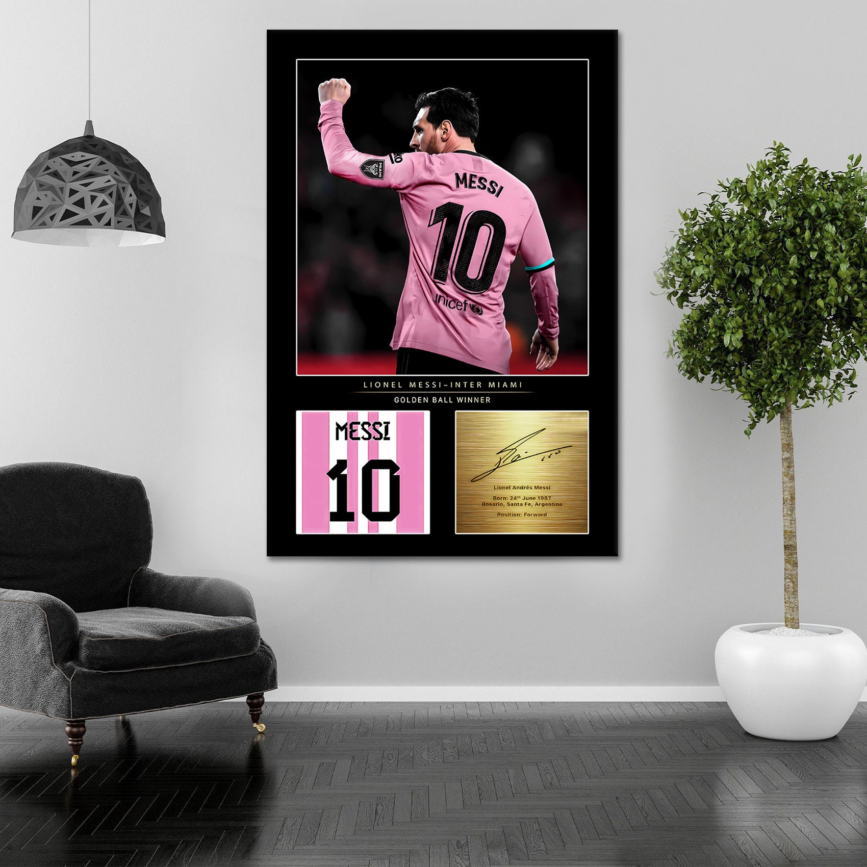 Lionel Messi Canvas Art Print, Man Cave Decor