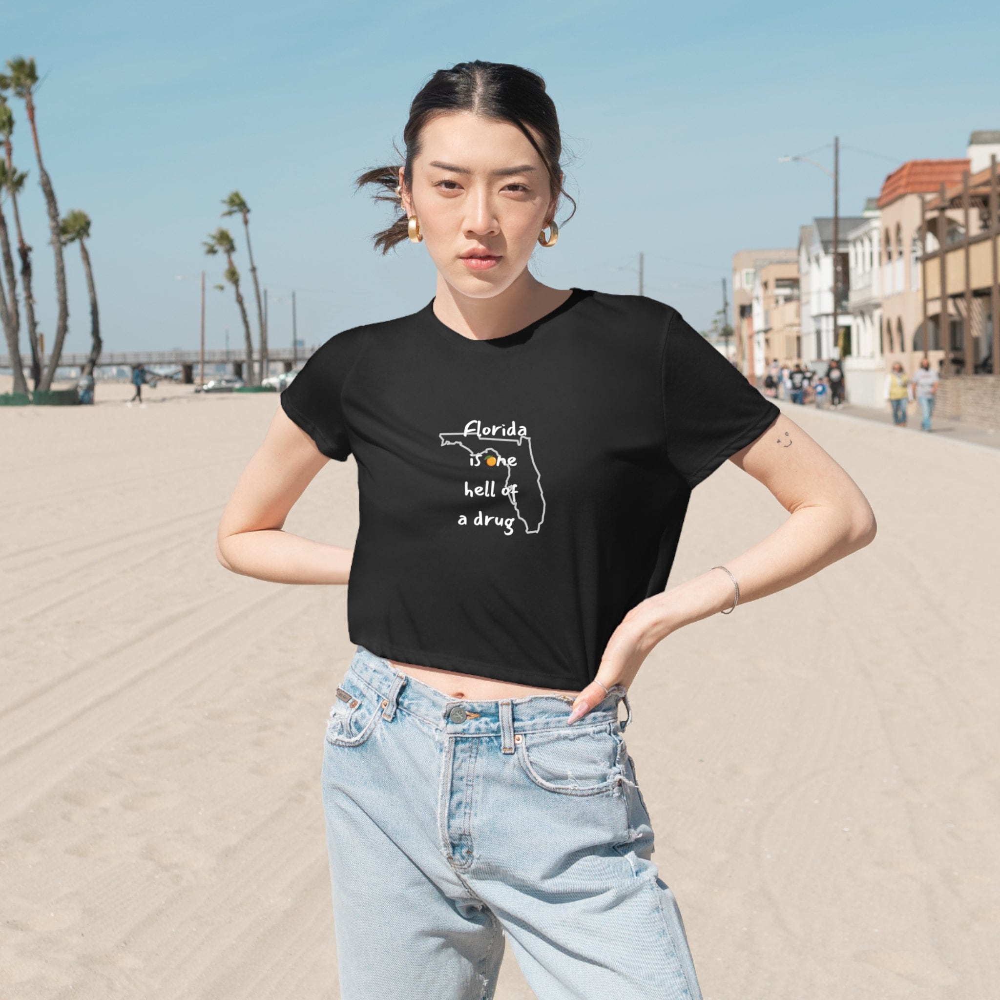 Florida!!!! Crop Top Hot Girl Sexy T-Shirt, Fashion Casual Short Sleeve Streetwear, Trendy Women Crop Top Y2K Trendy Tee, Gift for Girls