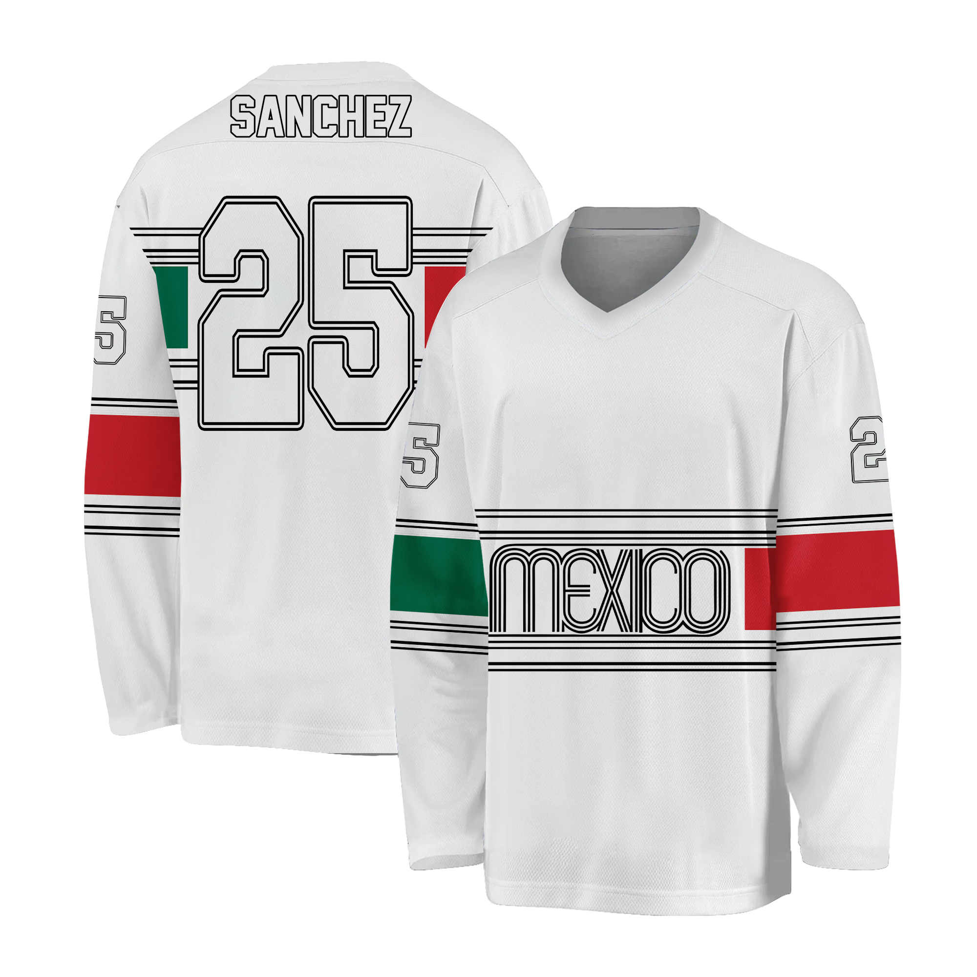 Mexico Men's Ice Hockey Jersey Custom Name and Number