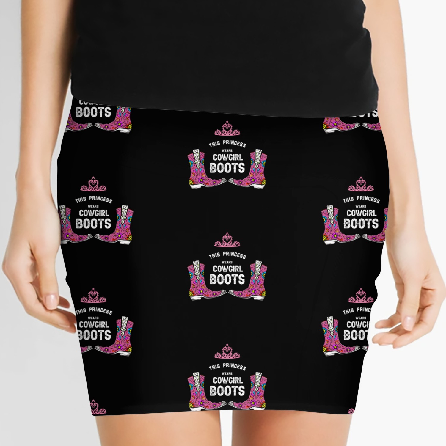 Forget Glass Slippers Princess Wears Cowboy Boots Women's Mini Skirts
