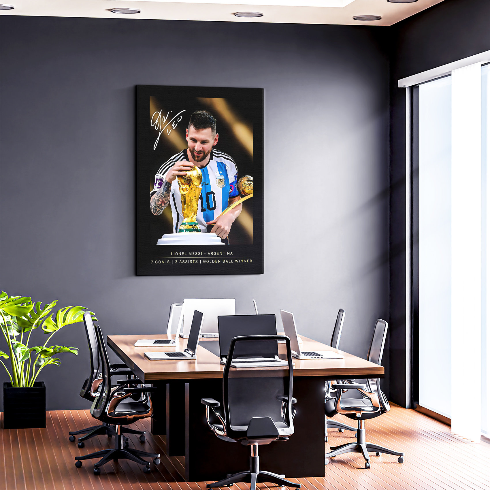 Lionel Messi Signature Canvas, Football Legend Art