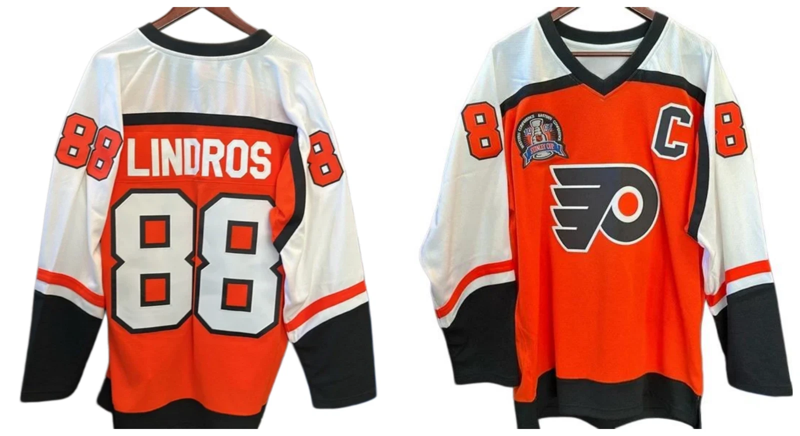 Men's #88 Lindros Orange 1996-97 Blue Line 2.0 All Jersey