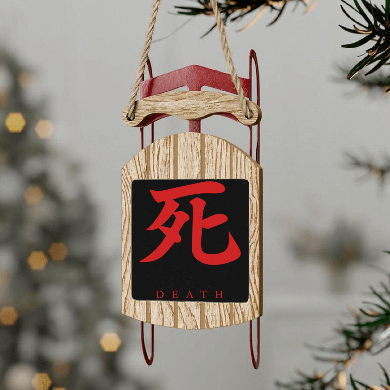 Sekiro - Death Red Symbol, black, death, ninja, Sled Ornaments