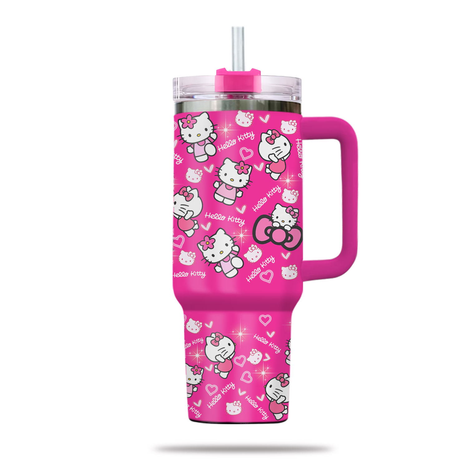 hello 40 oz stainless tumbler / Kitty tumbler/ / Pink 40oz