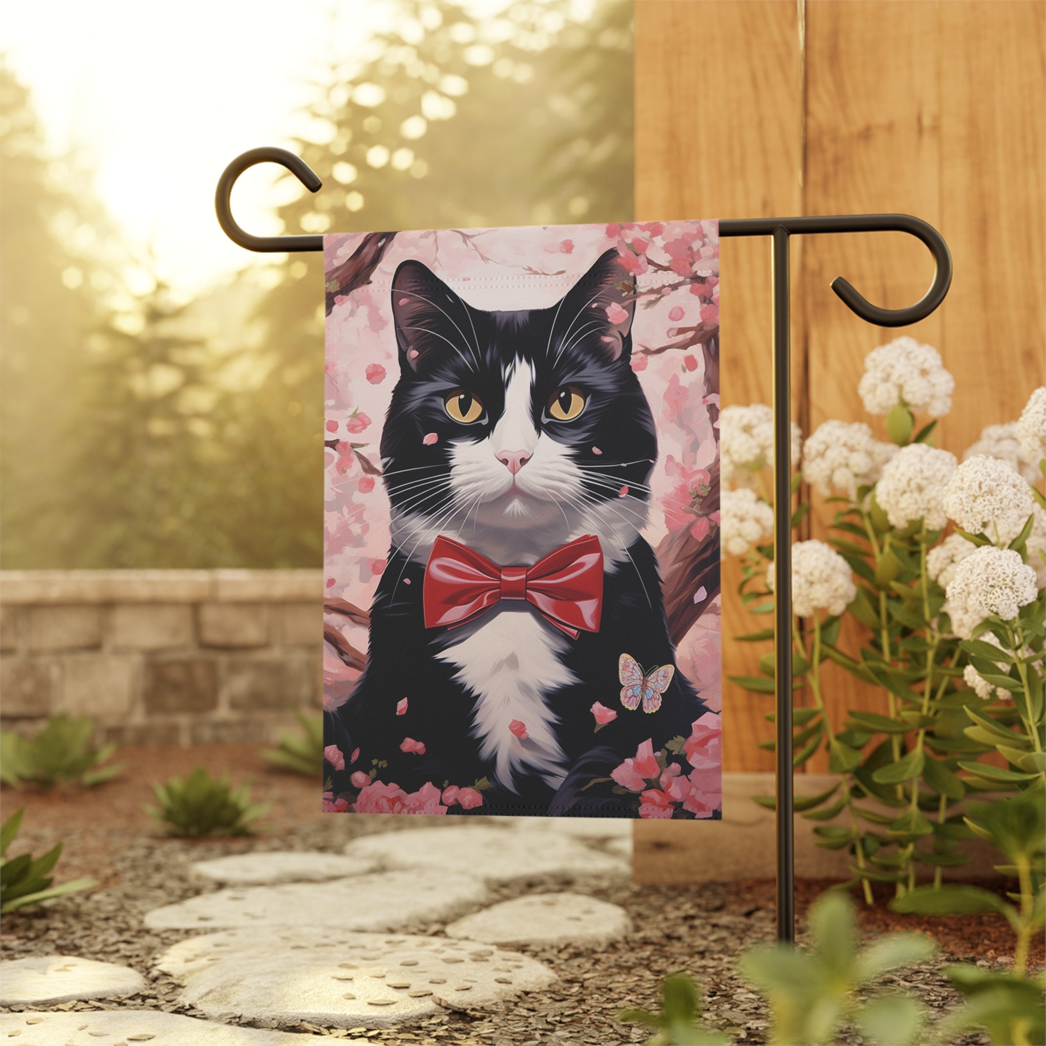 Tuxedo Cat Garden Flag, Cat Garden Flag