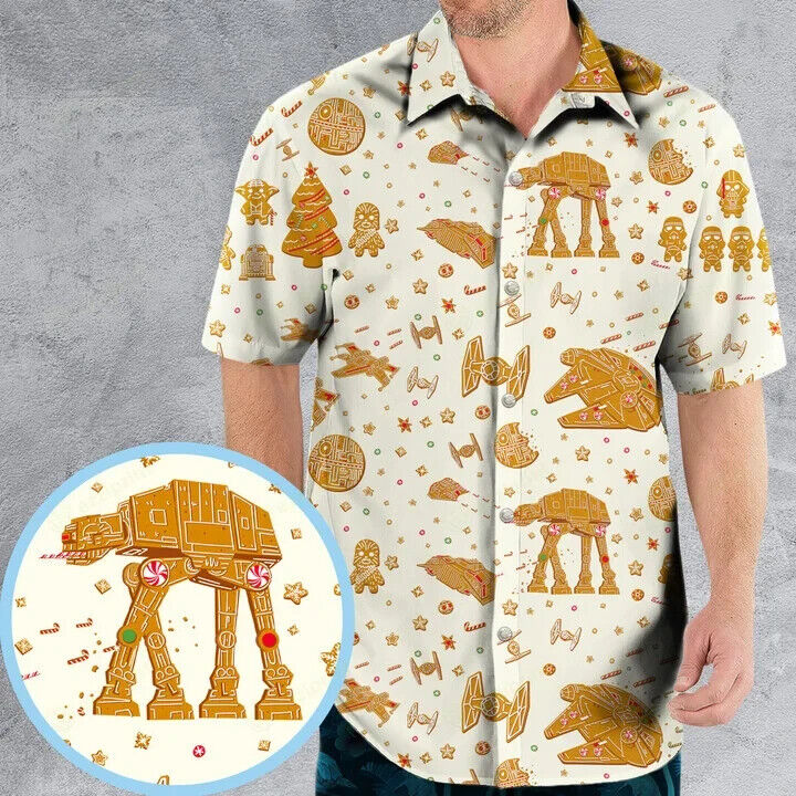 GINGERBREAD CHARACTERS HAWAIIAN SHIRT