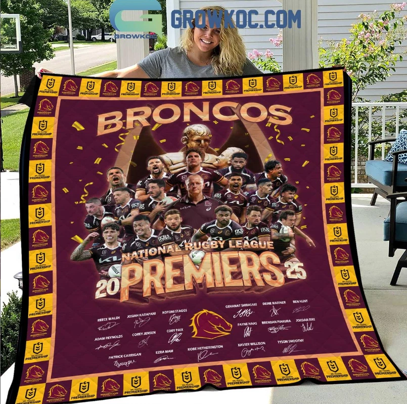 Brisbane Broncos 2025 NRL Premiership Quilt Blanket