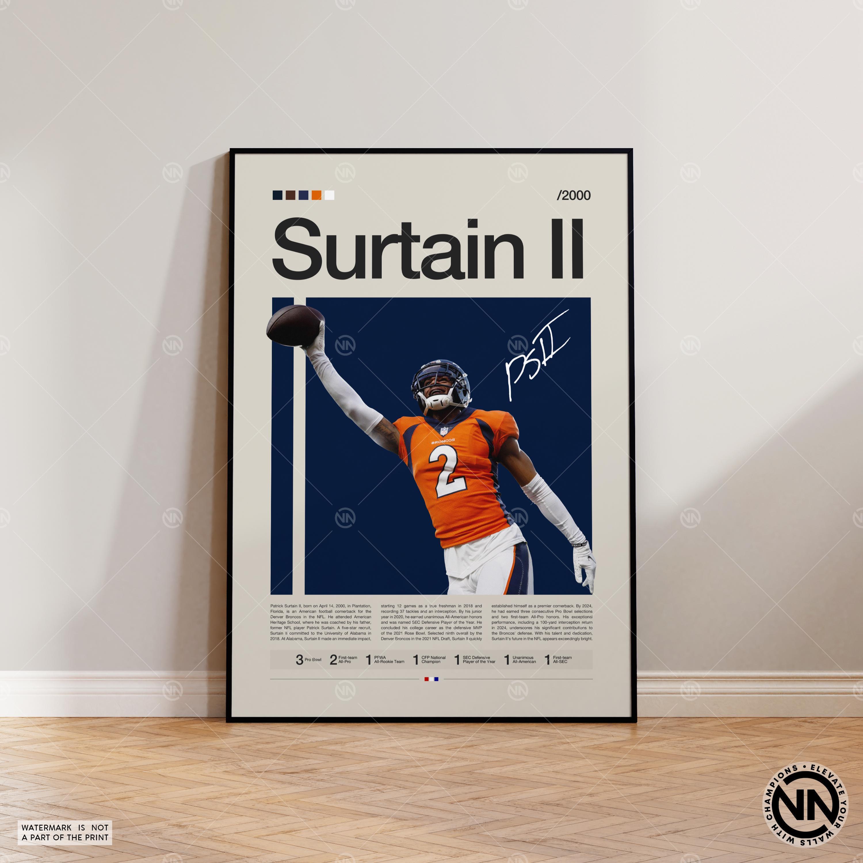 Patrick Surtain Poster, Denver Broncos Print, football Poster, Sports Poster, football Fans, Football Poster, football Wall Art, Sports Bedroom Posters