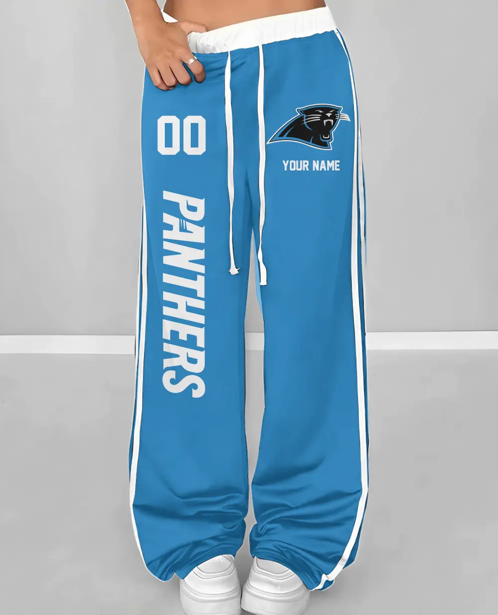 Carolina Panthers Personalized Wide Leg Lounge Pants