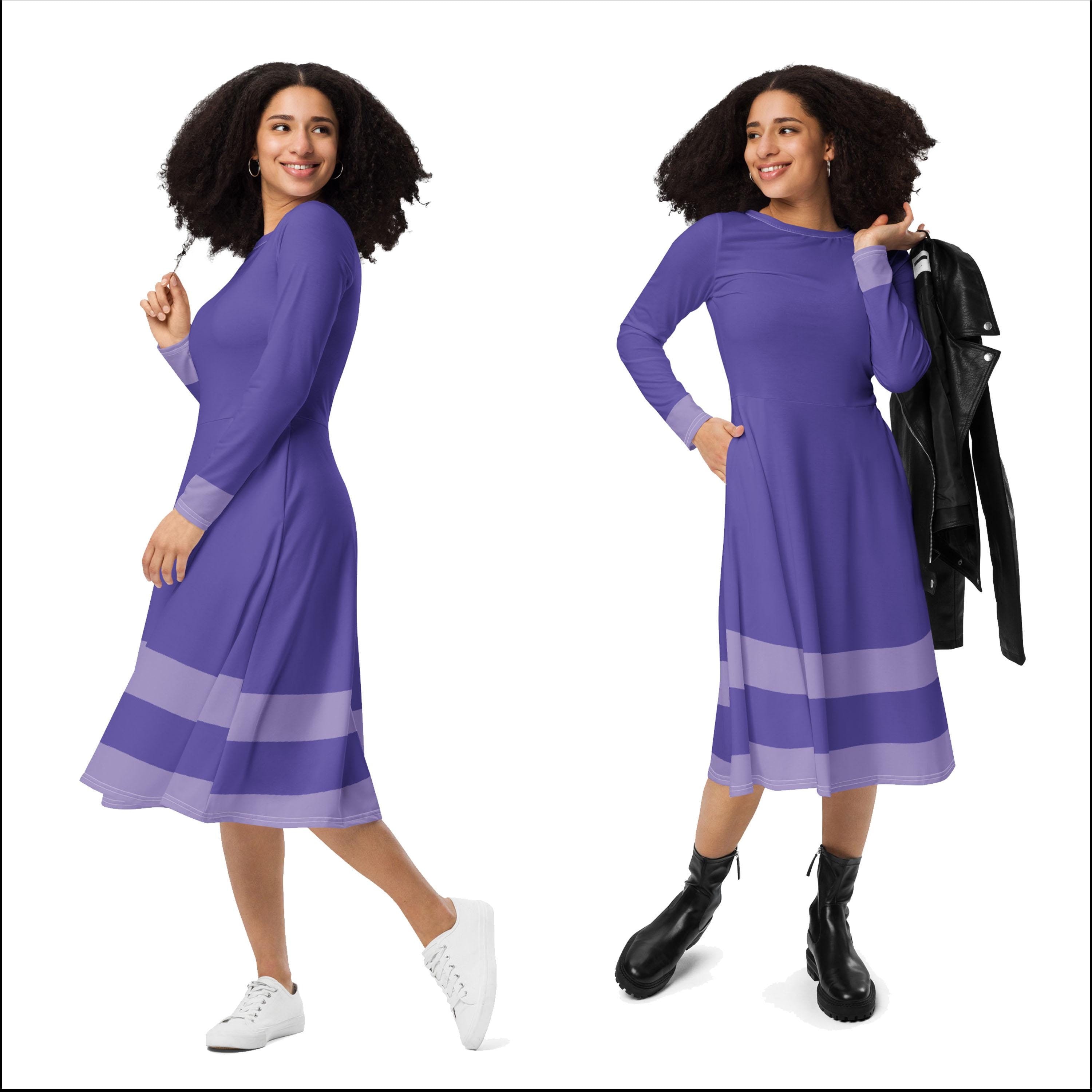 Daphne Costume Detective Mystery Machine Dress Long Sleeve Knee Length Dance Party Halloween Cosplay Bounding Gift
