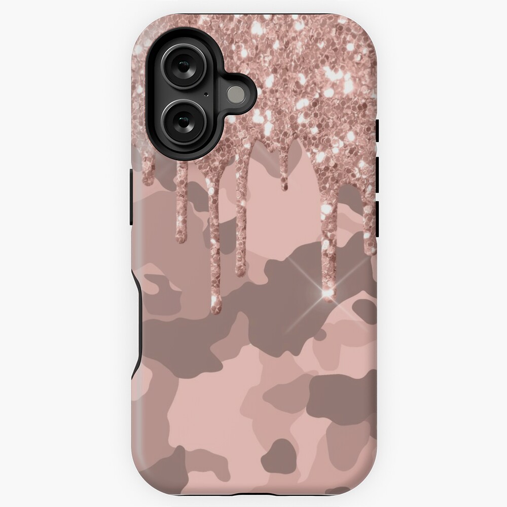 Rose Gold Pink Camo Camouflage Glitter look Drips iPhone Case