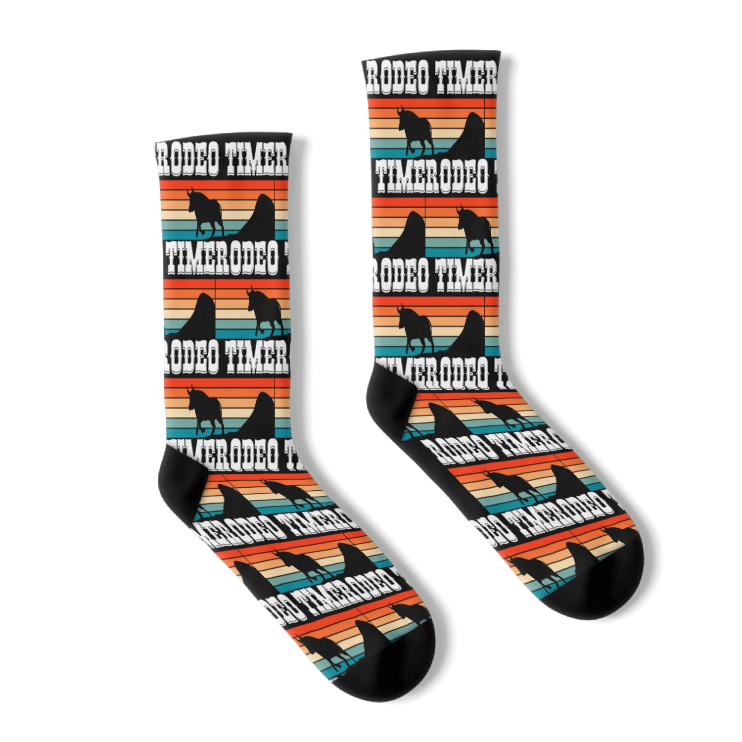 Rodeo Time Cowboy Wild West Horseman Ranch Lasso Socks