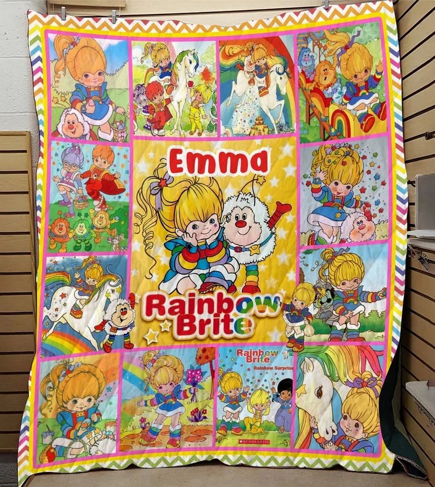 Custom Rainbow Brite Quilt Blanket, Rainbow Brite Blanket, Rainbow Blanket