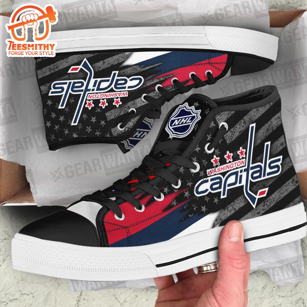 Washington Capitals High Top Shoes, American Flag Sneakers
