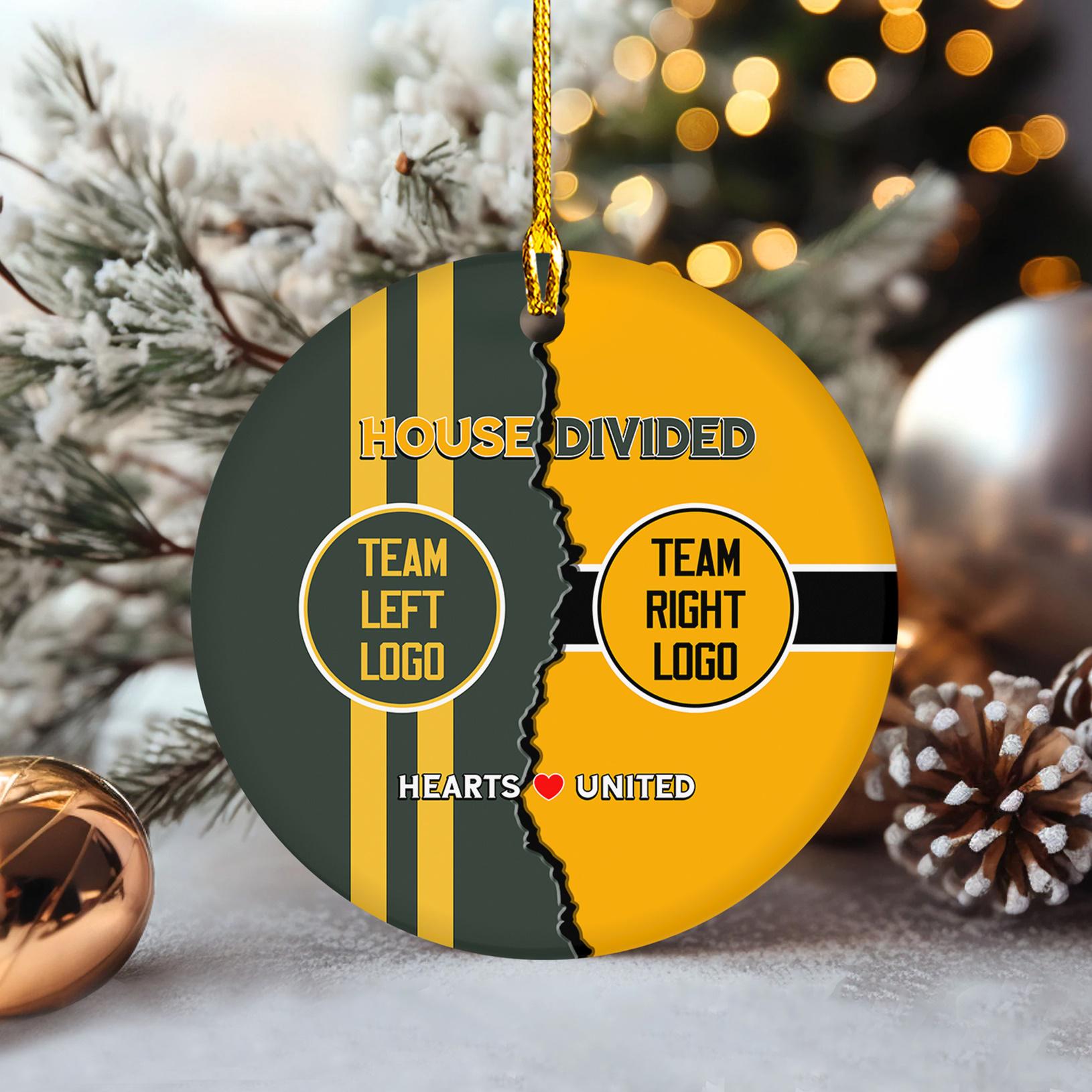 Personalize House Divided Christmas Ornament, Custom House Divided Hanging Ornament