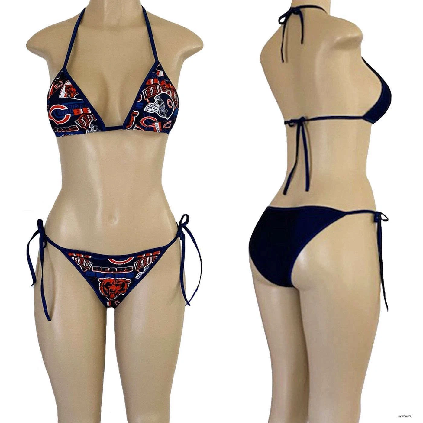Chicago Bears String Bikini Set, Two Piece Swimsuit Beachwear Sexy Bikini
