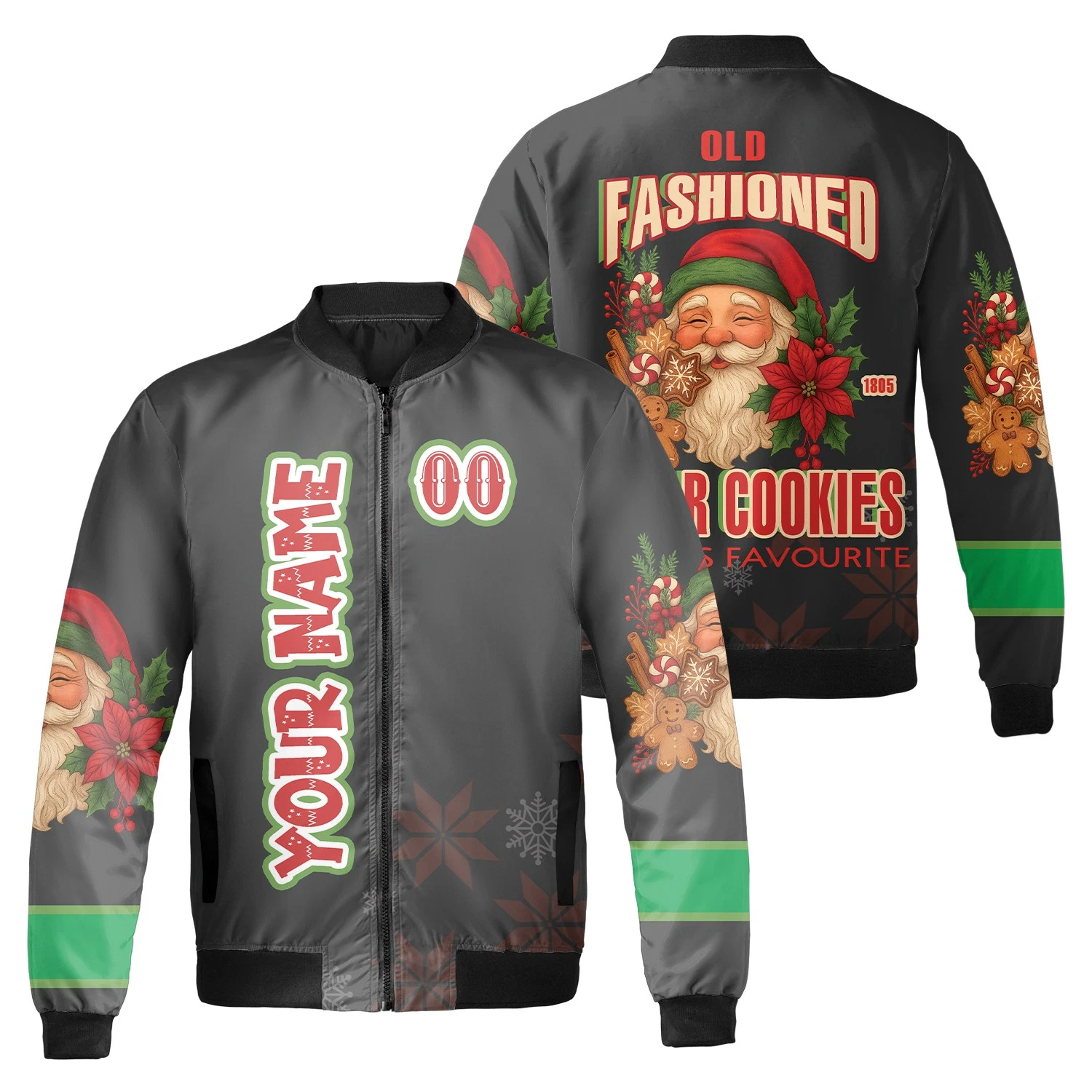Personalized Old Fashioned Sugar Cookies Santa's Favorite Xmas Bomber Jacket