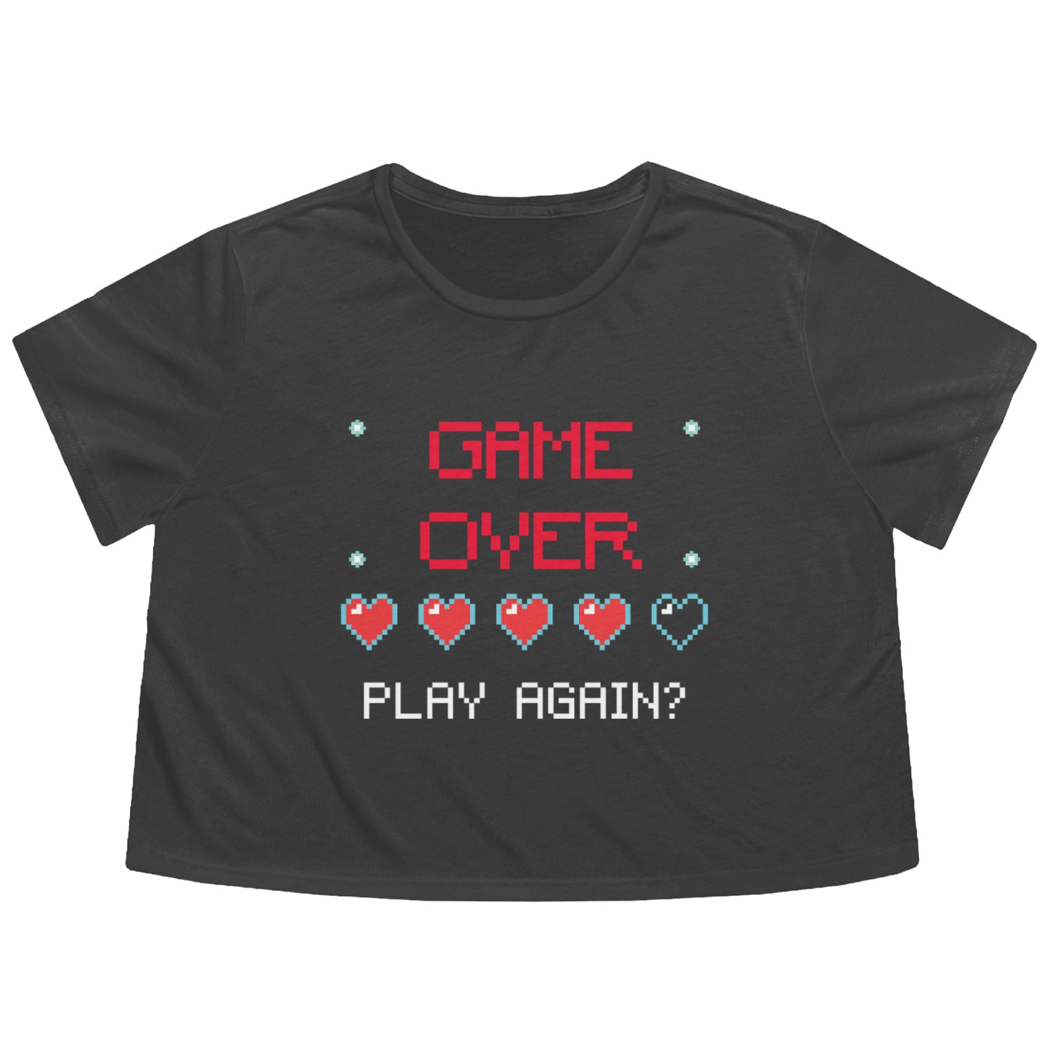 Game Over , Play Again ? Pixel Art Flowy Cropped Tees