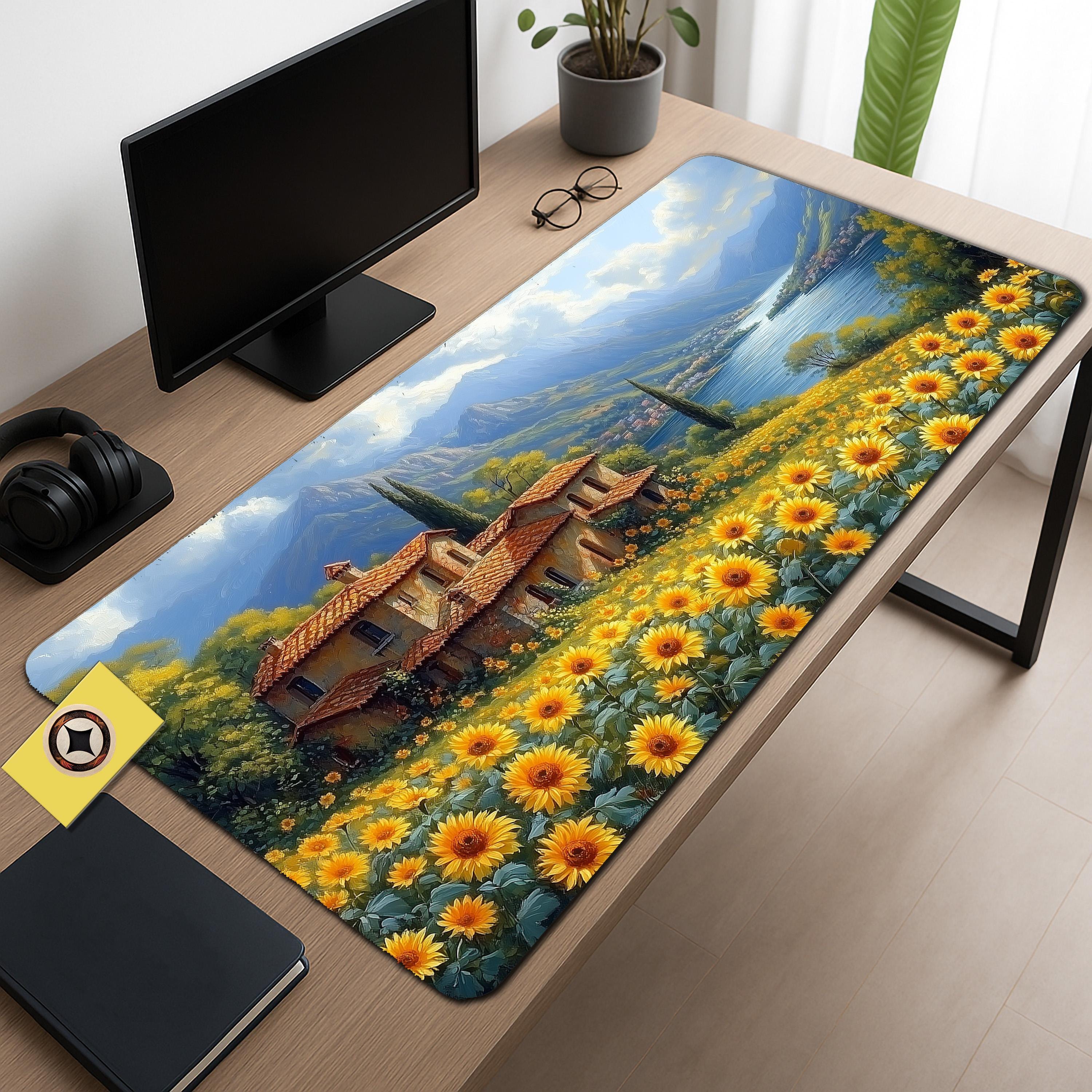 Sunflower Tuscany Mouse Pad - Mediterranean Cottage Desk Mat