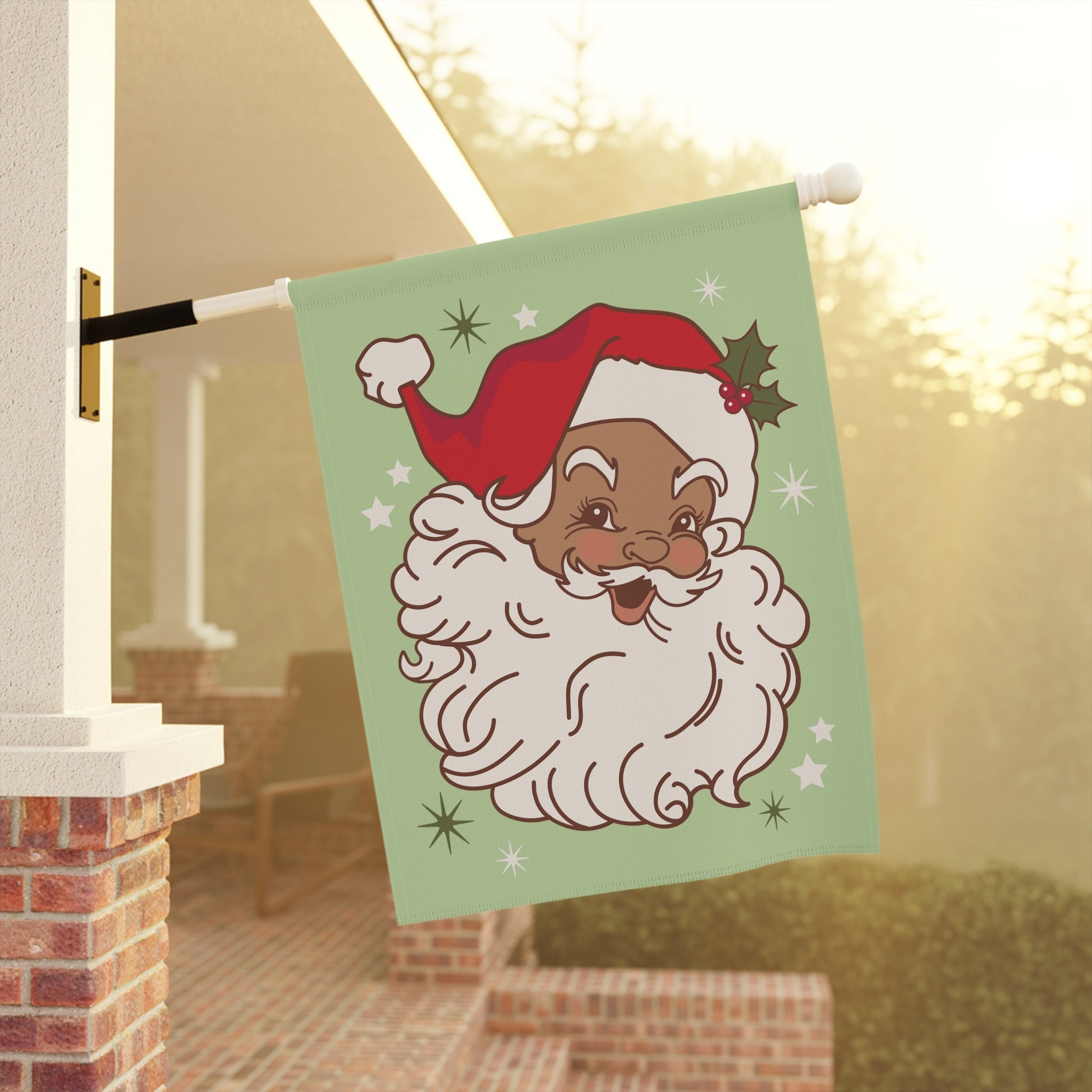 Retro Christmas Flag Black Santa House Flag | Christmas Decor | Christmas Gift