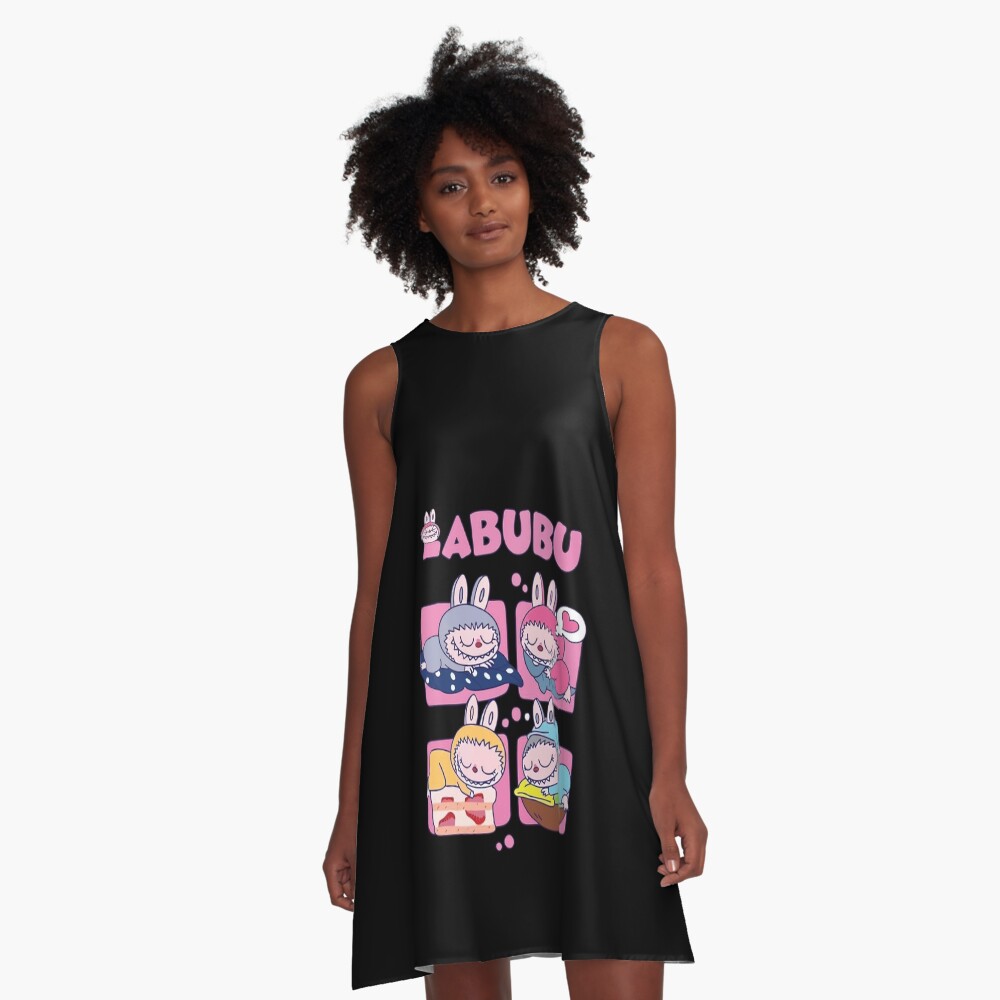 Labubu Cute Monster Art Print – Labubu Illustration – Labubu Fan Art A-Line Dress
