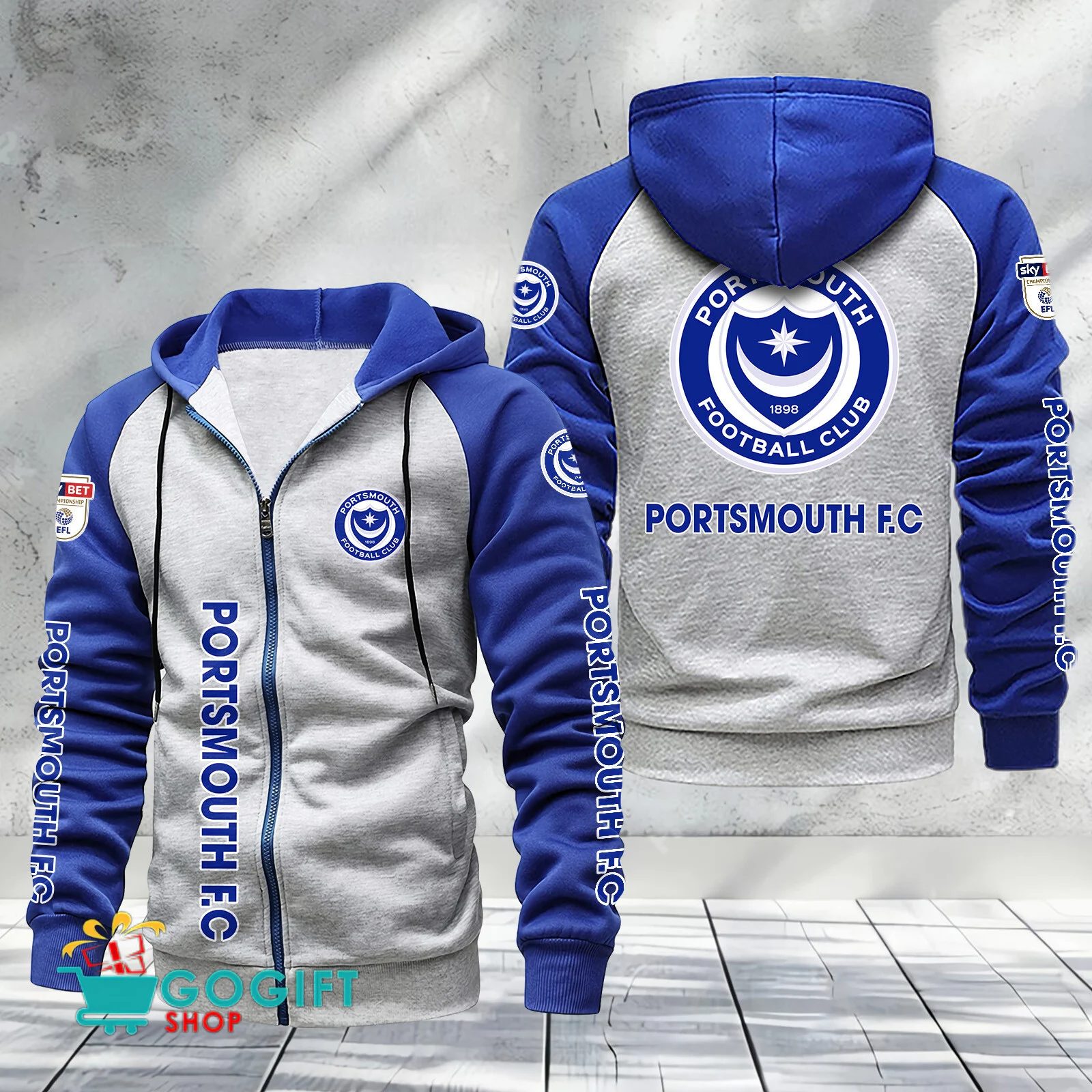 Portsmouth FC Sporty Style Raglan Zipper Hoodie