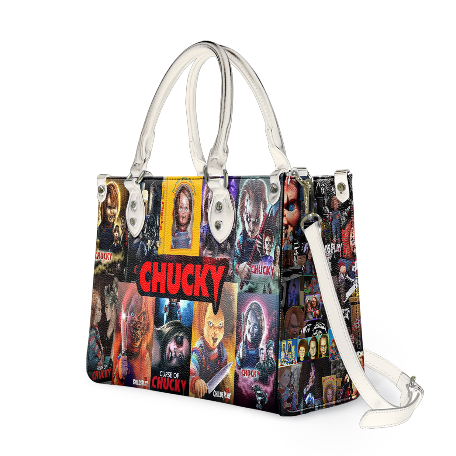 Personalized Chucky Horror Leather Handbag, Chucky Wanna Play Leather Bag Gift
