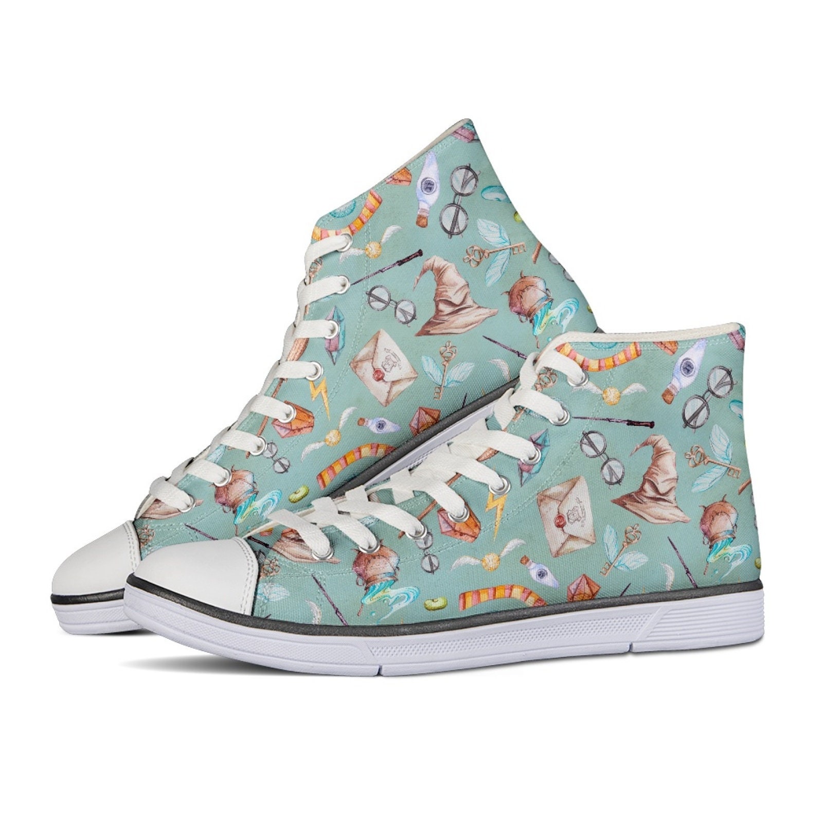 HP Fan Must-Have, Canvas High Top Shoes with Wizarding World Design Shoesfor Men, Women, Trending Street Styles