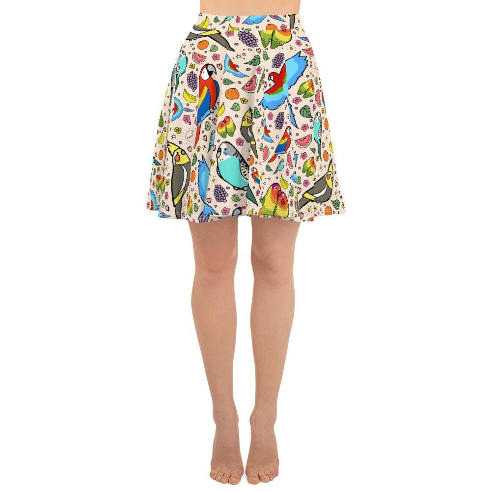 Cute Parrot Skater Skirt